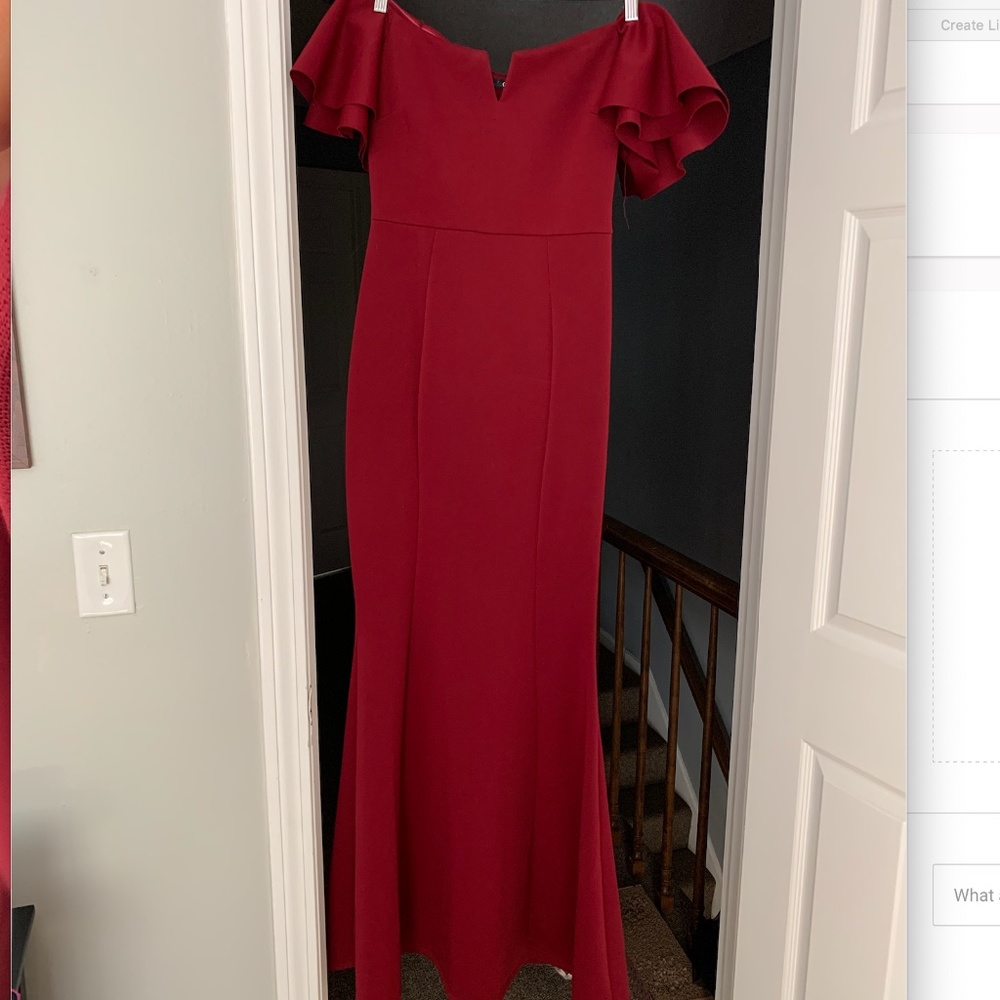 Burgundy floor length gown